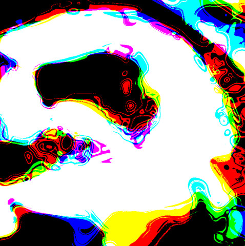 Enlarged, unblurred surface detail of Puffin, showing individual colors.