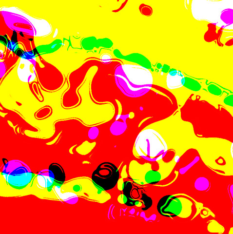 Enlarged, unblurred surface detail of Toucan, showing individual colors.