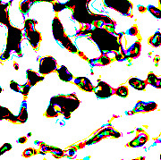 Enlarged, unblurred surface detail of Sea, showing individual colors.