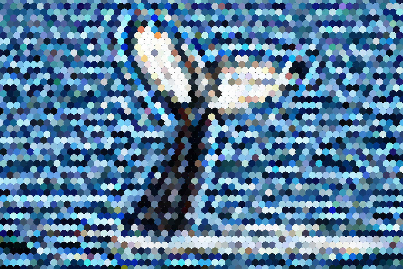 A mosaic of colored marks reveals whale tail slap through optical blur.