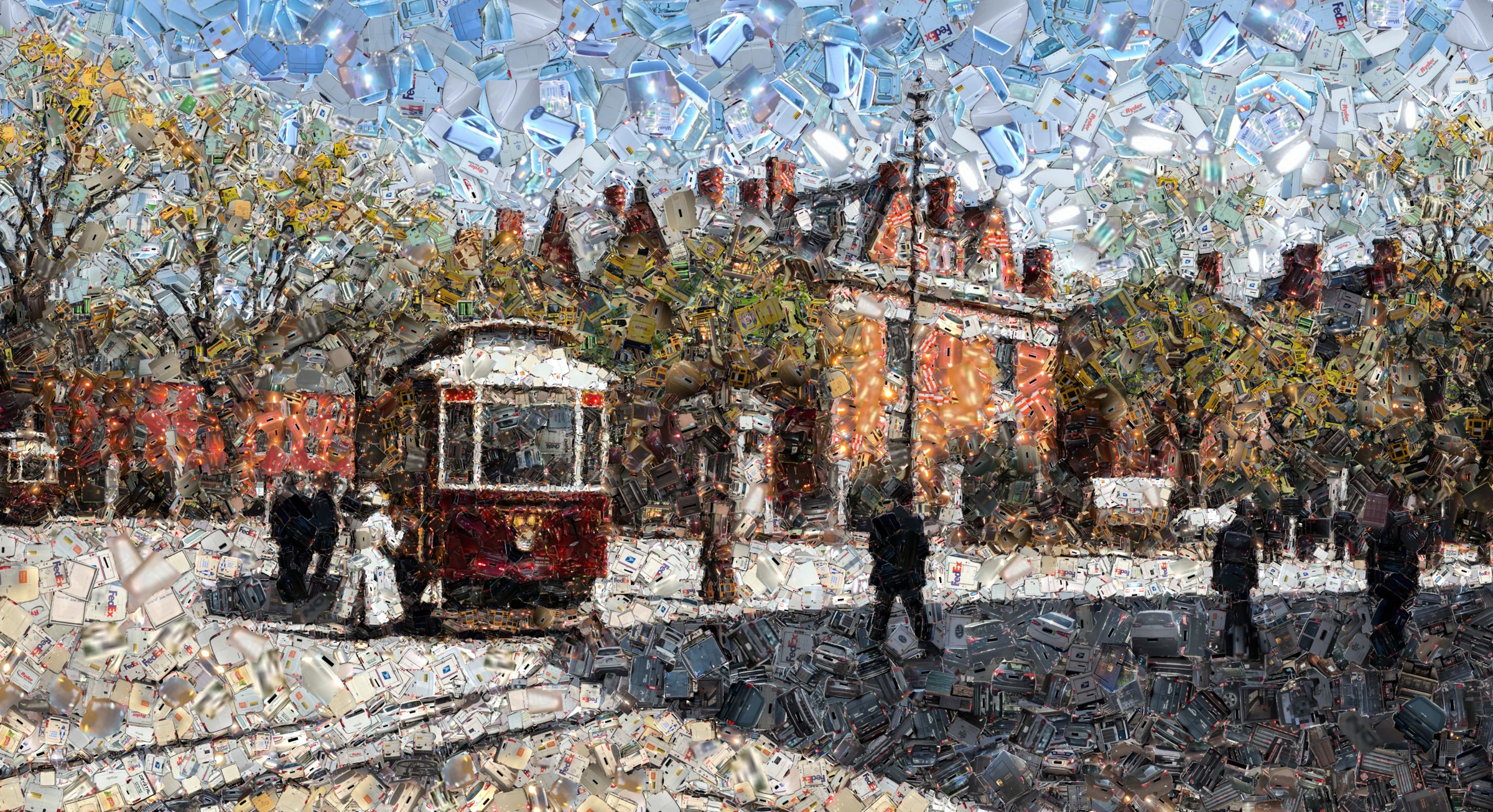 Historic Harvard Square reimagined as a photographic collage.